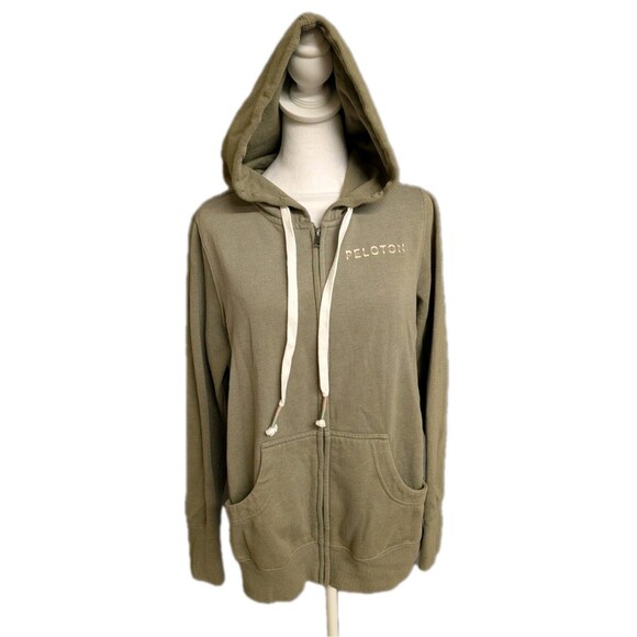 Peloton Ultimate Fleece Zip Hoodie Women's Size XL Green Gorp Gym Workout - Picture 1 of 12